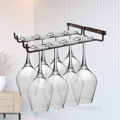 Double Row Wall Mount Hanger Bar Wine Rack Stemware Hanging