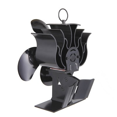 Black Fireplace 4 Blade Heat Powered Stove Fan Log Wood Burn
