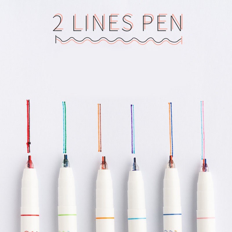 1 Pieces  Korean 2 Lines Pen 3D Writing Creativity 6 Color C
