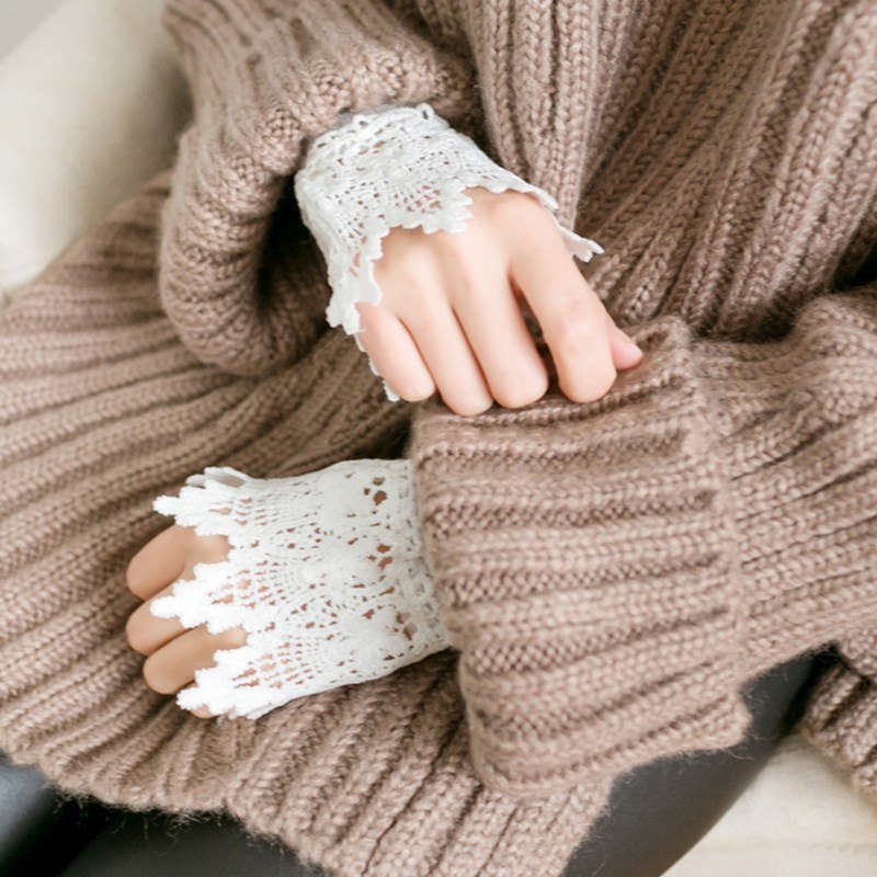 New Female Sweater Fake Sleeve Cuff Decoration Hollow Lace R