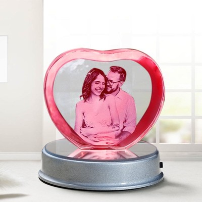 Customized K9 Crystal Photo Frame LED Base Laser Engraved P