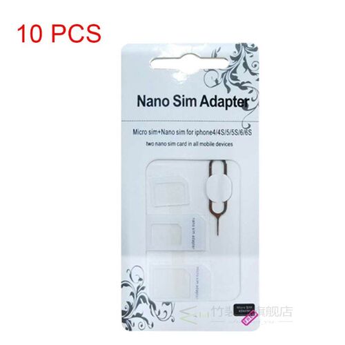 10 Set 4 In 1 Nano Micro Mini Standard SIM Card Adapter Kit