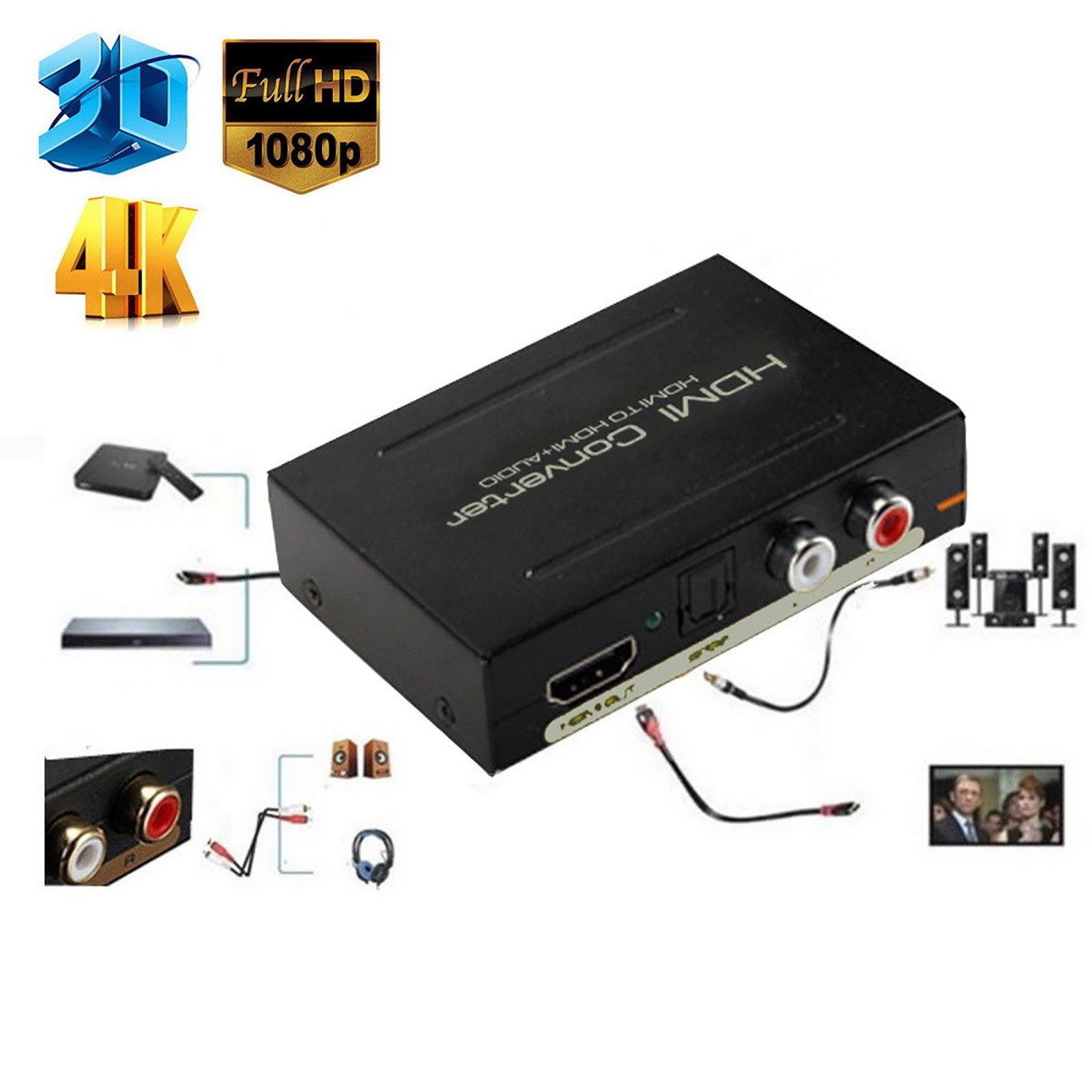 1080P HDMI Audio Extractor Converter Splitter 4k 5.1 DTS HD