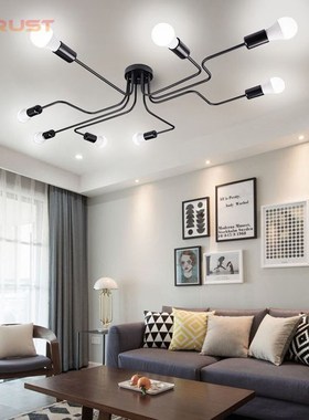 Retro Ceiling Lights Multiple Rod Wrought Iron Lighting Ceil