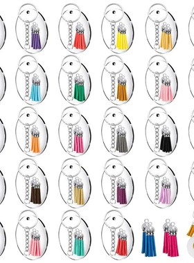 144Pcs Acrylic Transparent Discs Blank Keychains Circle Key