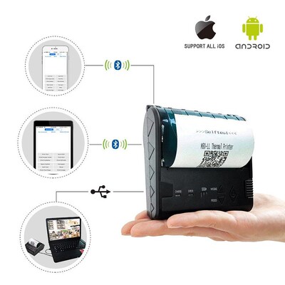 Portable 80mm bluetooth thermal printer Andriod iOS windows