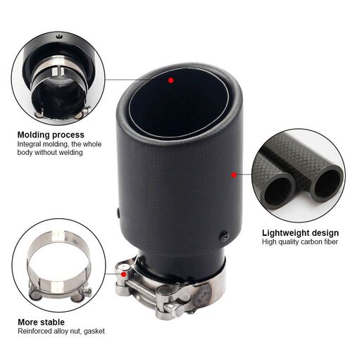 Matte 3k Carbon Rolling Edge Titanium Black Car Tail Pipes N
