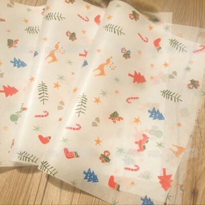 200 Happy Christmas Sandwich Wrapping Paper / Food Hamburger