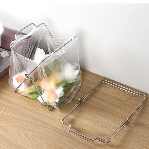 Stainless Steel Garbage Bag Shelf Home Kitchen Countertop Fo