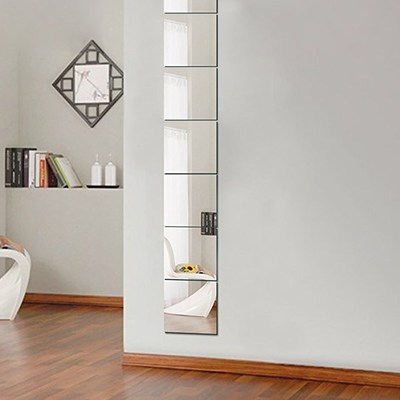 9 Pcs 15 * 15CM Square Mirror Wall Sticker Modern Tile Mirr