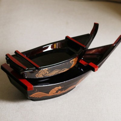 35/48/53CM Japanese ABS Plate Black Sashimi Boat Serving