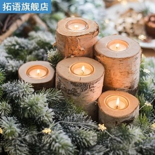 Creative Wooden Candlestick Succulent Plant Pot Tray Candle
