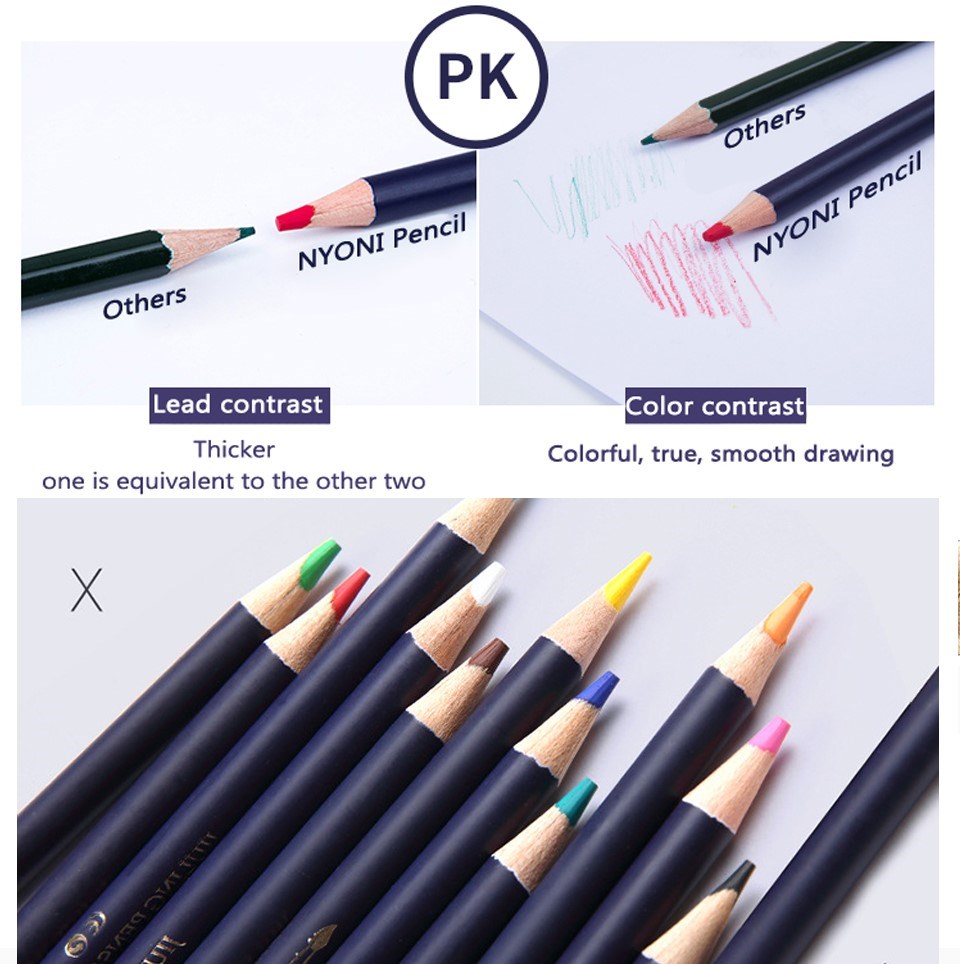 NYONI 36/48/72 Colors Watercolor Pencils Set Drawing Color P