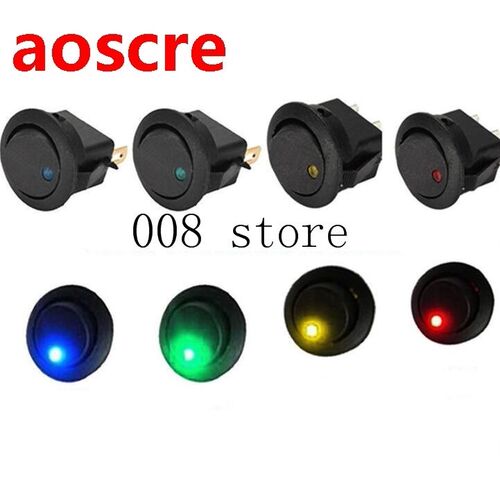 4pcs 12V LED Dot Light Car Boat Round Rocker ON/OFF SPST Swi