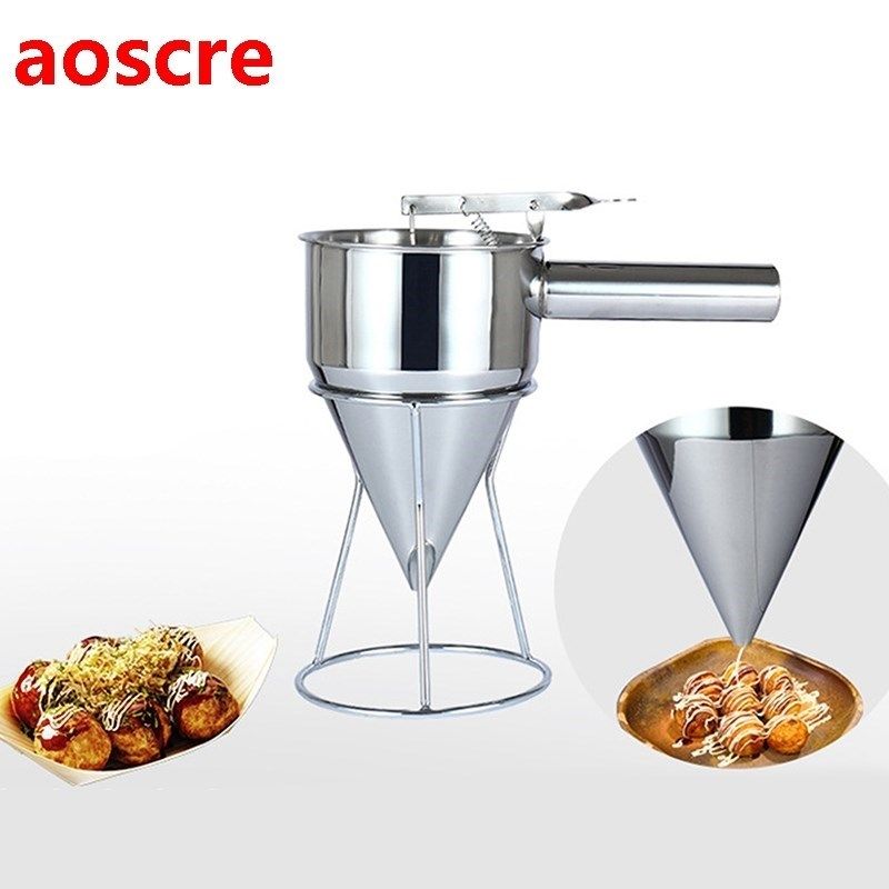 stainless steel piston funnel with support for sauce cream d