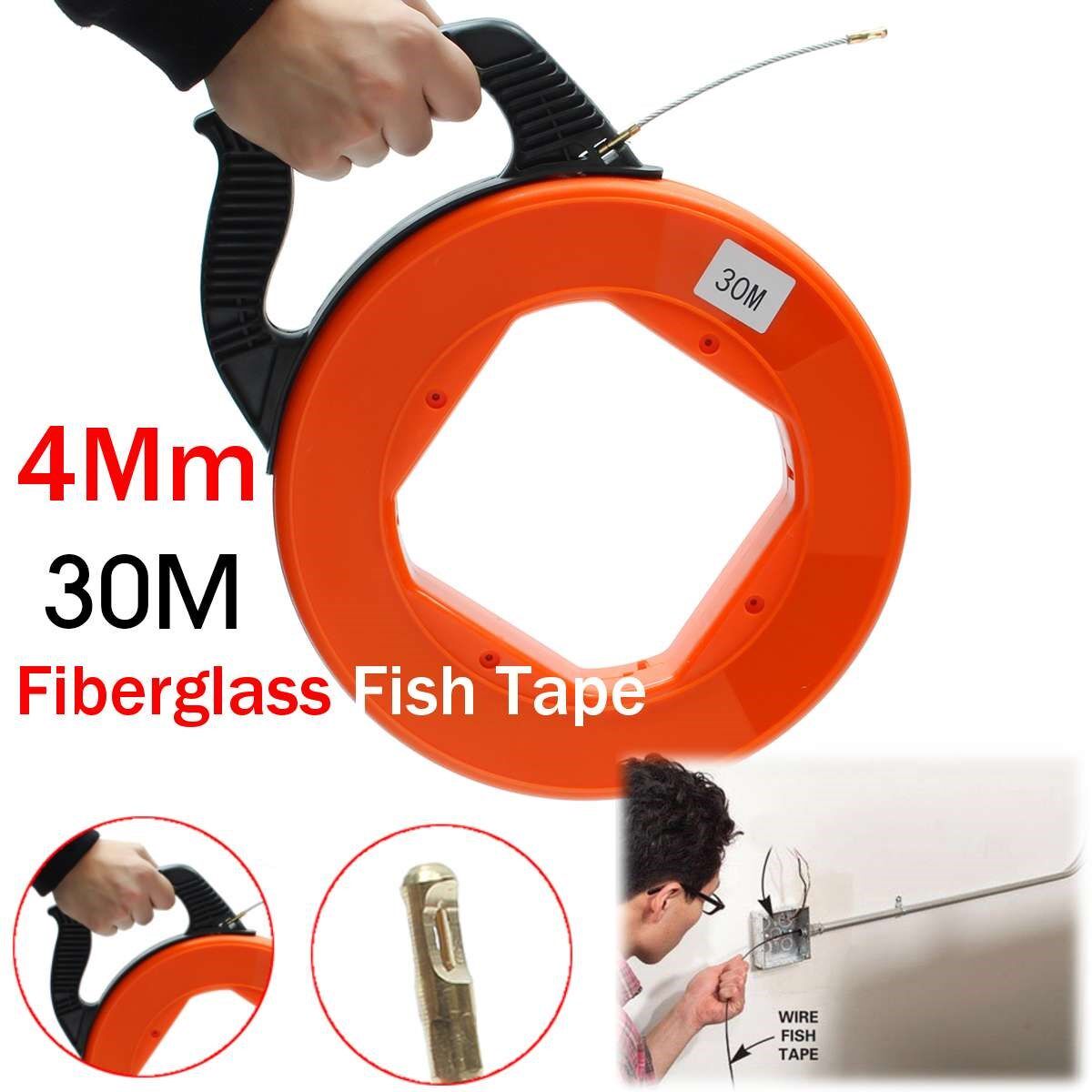 4mm portable 30 meter fiberglass fish tape fishing tool reel
