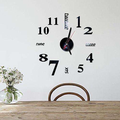 3D Wall Clock Mirror Wall Stickers Removable Self-Adhesive A