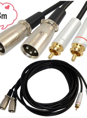 10Ft 3m  3Pin 2 XLR Male to 2 RCA Male Plug Pro Audio AV Cab