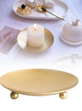 Lantern Plate Candle Holder Gold Decorative Iron Pillar Cand