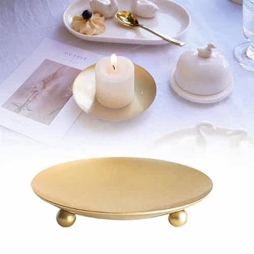 Lantern Plate Candle Holder Gold Decorative Iron Pillar Cand