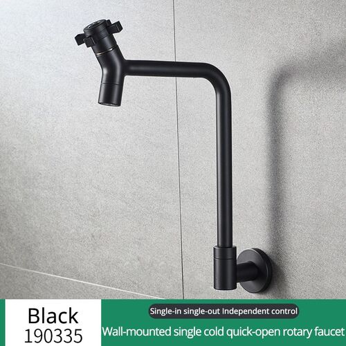 Black Wall Basin Sink Faucet Single Cold Bathroom Washbasin