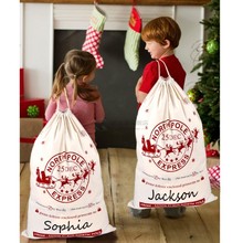 1Pcs Christmas Santa Sack Deer Drawstring Canvas Santa Bag N