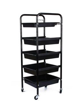 5 Tier Spa Hairdresser Coloring Hair Black Salon Trolley Rol