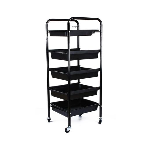 5 Tier Spa Hairdresser Coloring Hair Black Salon Trolley Rol
