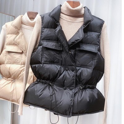 Winter Vest Women Short Sleeveless Vest Jacket Lightweight B