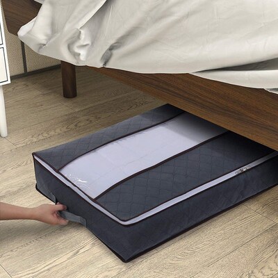 Underbed Storage Bags 75L Foldable Flat Quilt Clothes Organi