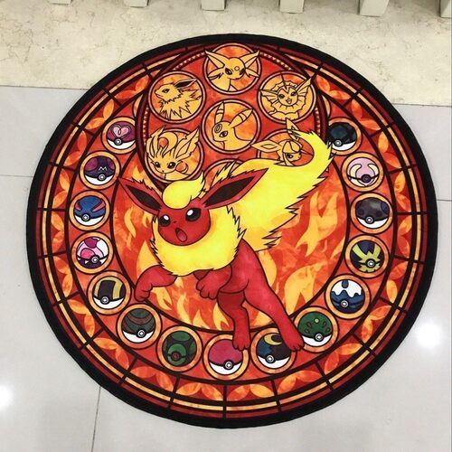 Cartoon Pika GO Eevee nicorn Horse Door Mat Floor Mat  Round