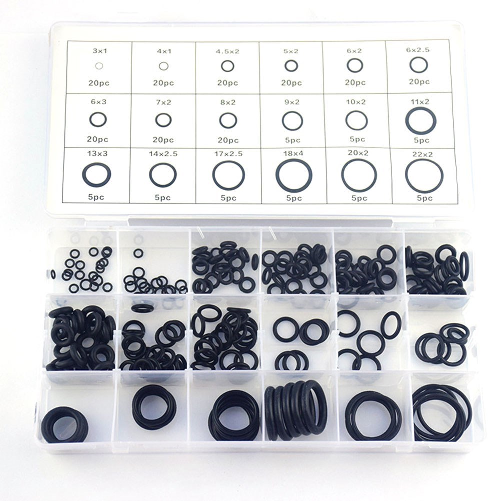 225 PCS O-Ring Sealing Gasket Rubber Rings Flat Washer Seal