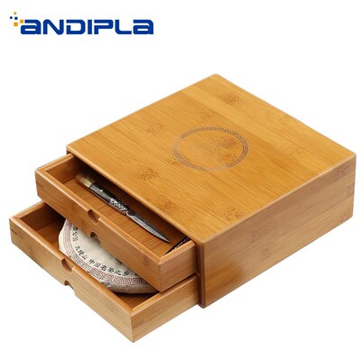 Natural Bamboo Puer Tea Box Container Drawer Small Cabinet /