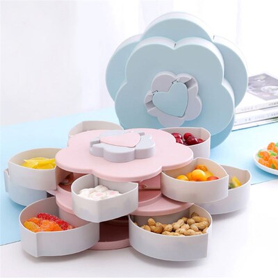 Rotating Petal Candy Box Snack Tray Case Nut Storage Box Ro