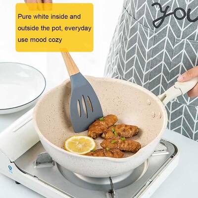 TEENRA 20Cm Maifan Stone Wok Non-stick Pan Aluminum Frying P