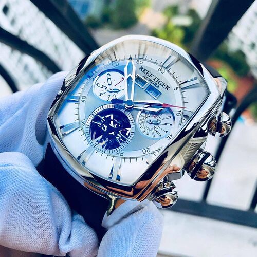 Reef  Tiger/RT Designer Sport Watches Tourbillon Blue Dial