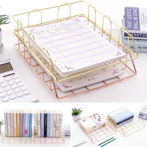 File shelf Storage Office Desk Organizer Iron Grid Office Su