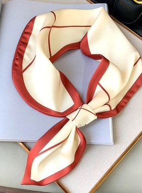 2021 Vintage Silk Scarf Women Double-Sided Tied Ribbon Narro