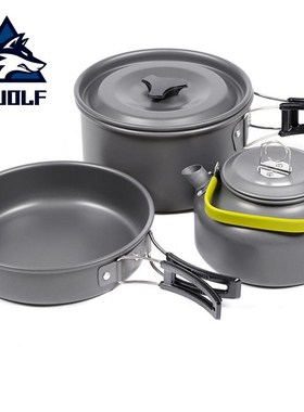 Outdoor Camping Cookware Pot Frying Pans Picnic Set Handle P