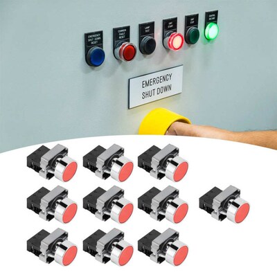 10Pcs Pushbutton Switches Self-Resetting NC Flat Button Swit