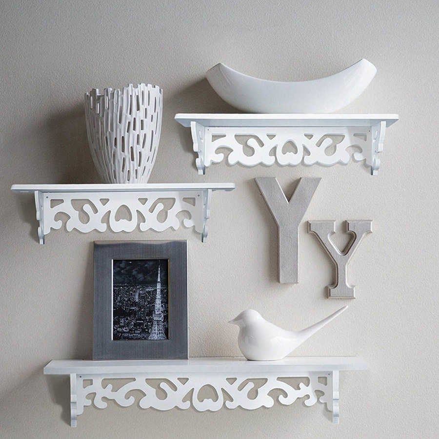 Storage Rack shelf Set of 3 Shabby Floating Wall Shelves Boo