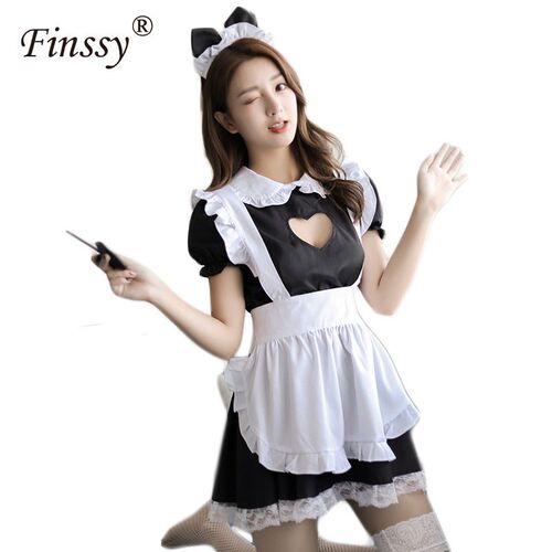 Classic Black Cafe Maid Cosplay Costume Lolita Cute Dress Re