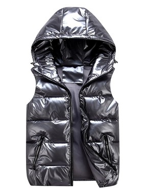 Women Winter Vests Hooded 2021 New Short Bright Color Vest C