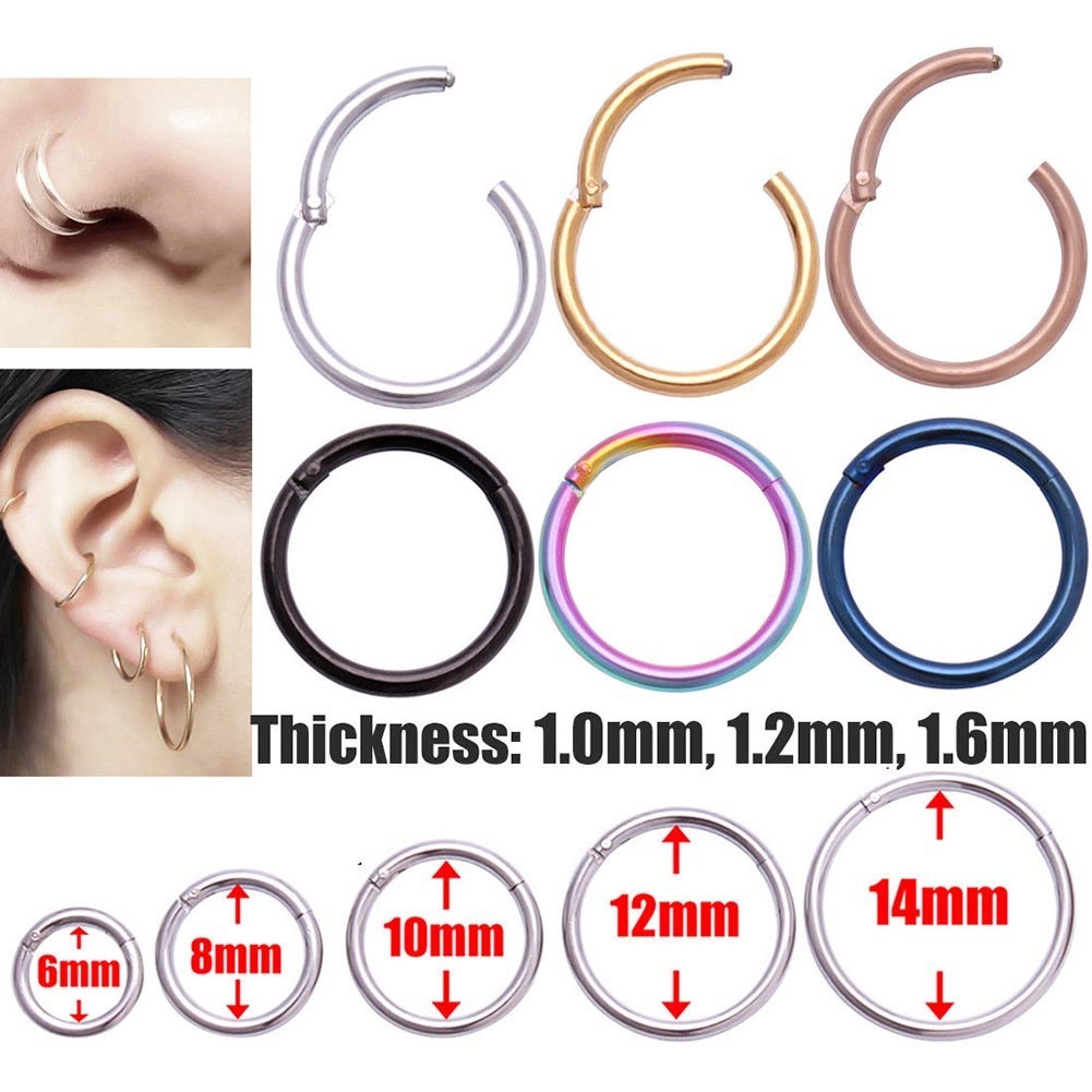 Hinged Septum Clicker Segment Nose Ring Lip Ear Cartilage Ea