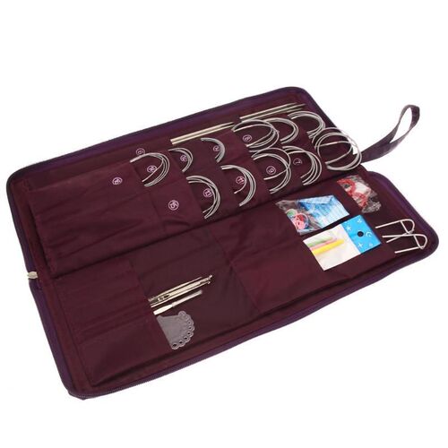 104pcs Straight Circular Knitting Needles Stainless Steel
