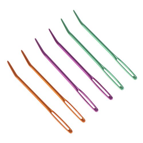2Pcs Aluminum Bent Tip Tapestry Darning Knitting Needles Nee