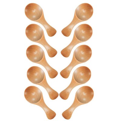 Short Handle 10 Packets of Small Wooden Spoon, Perfect 适用