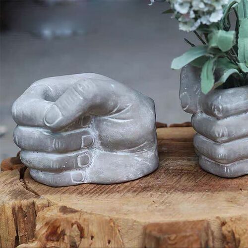 Fist shape design flower pot cement mold silicone retro styl