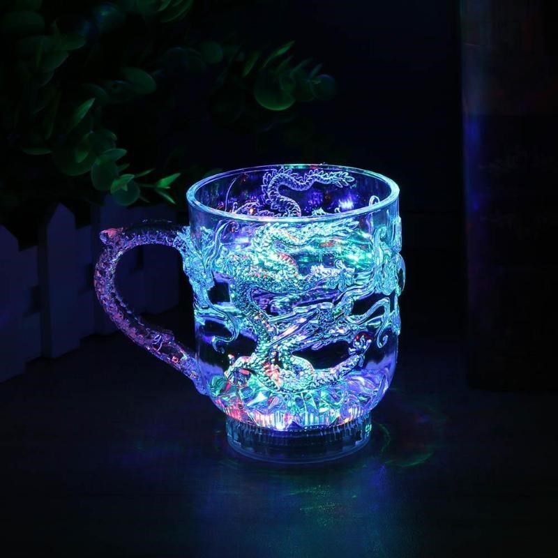 colorful luminous lighting water wine glass cup mug glowing