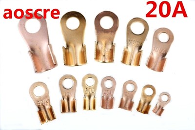 20A Cable Connector Lug 6.2mm Ring for M6 Stud Open Copper B